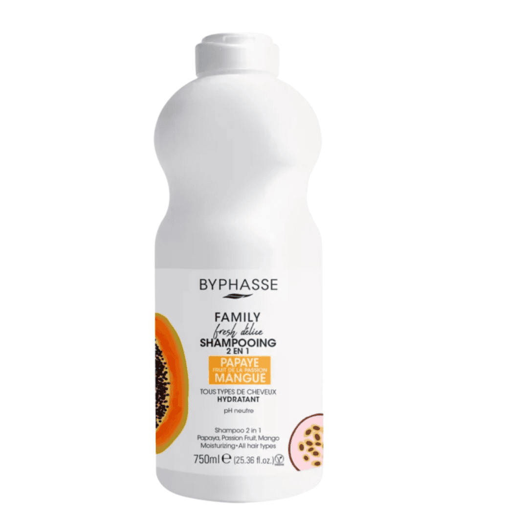 Design sans titre (25) Byphasse Shampooing Mangue Tous Types De Cheveux Family Fresh Délice 750ml